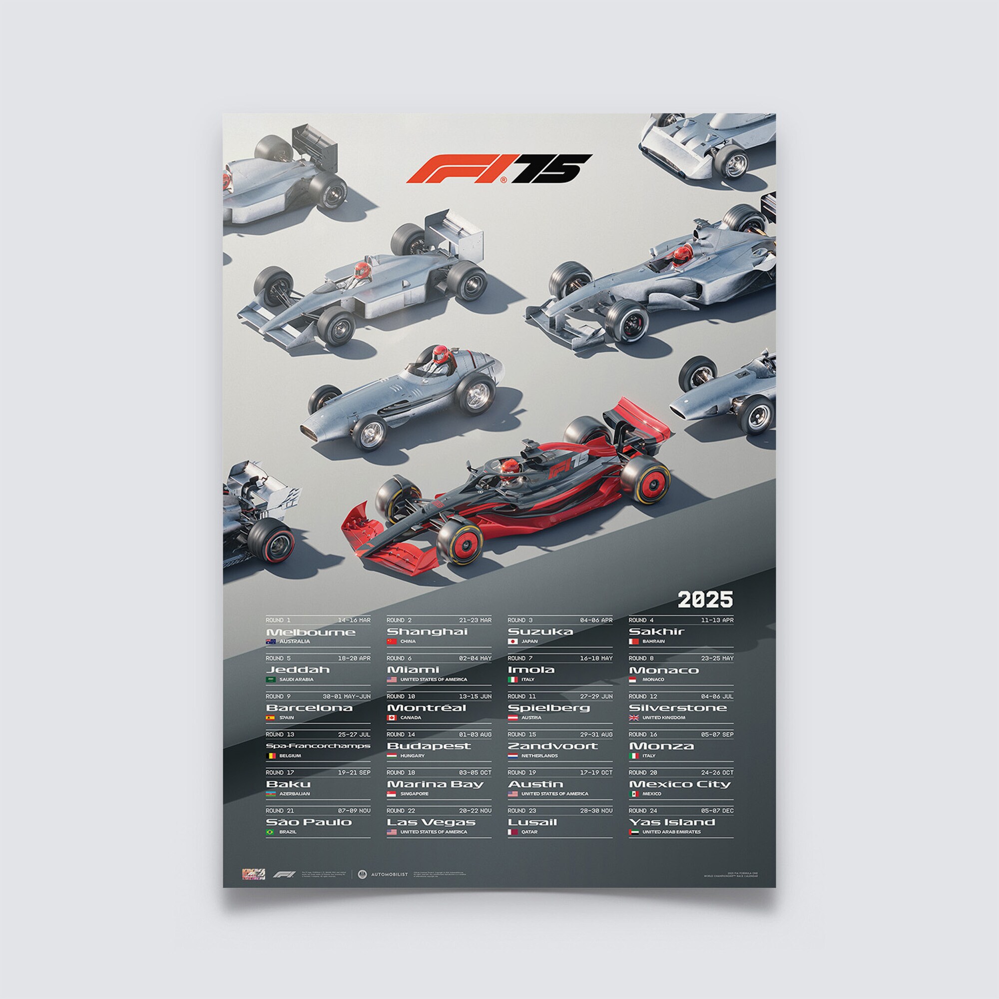 Formula 1 75th Anniversary - Calendar Poster - 2025