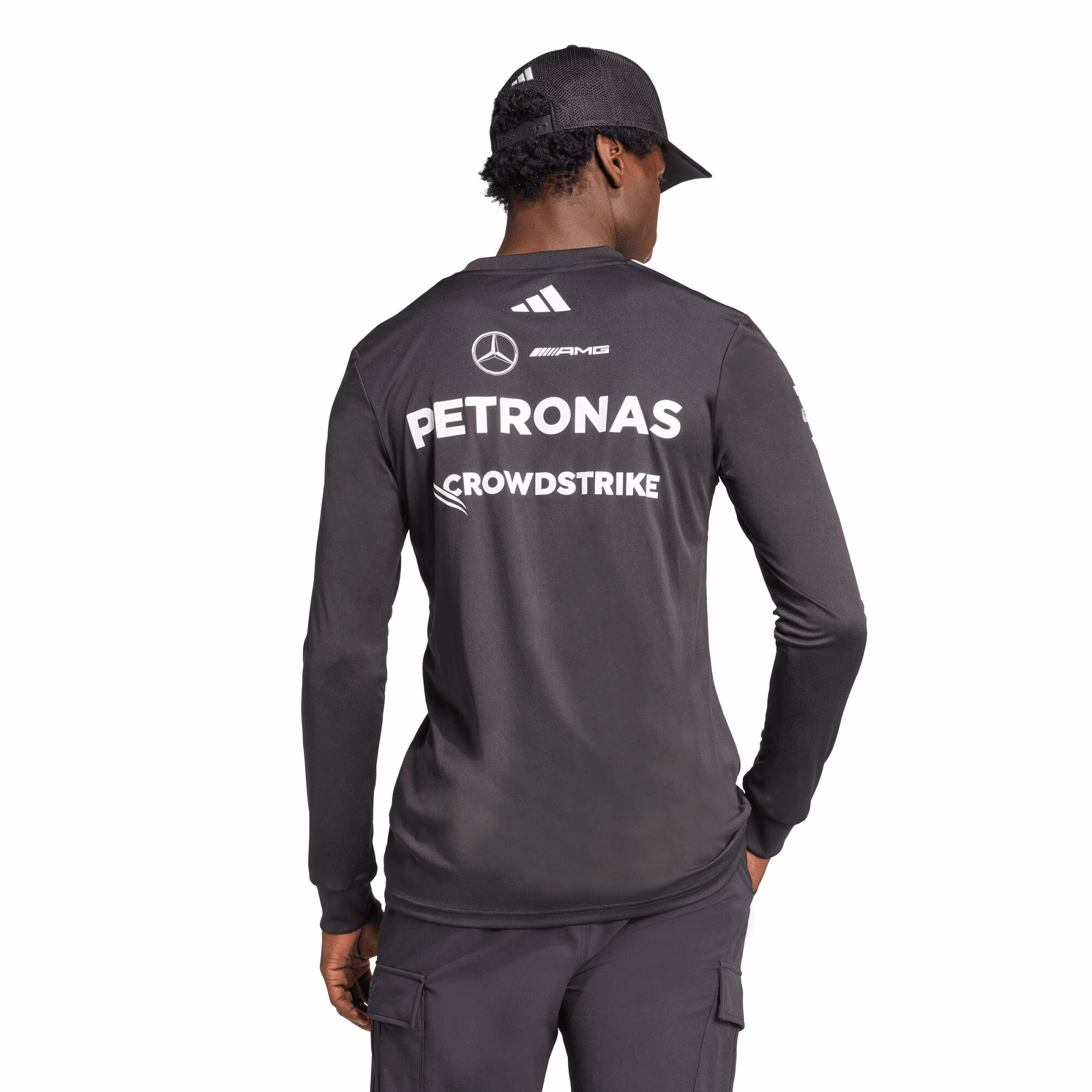 Mercedes AMG Petronas adidas F1 2025 Team Long Sleeve Driver T-Shirt - Black