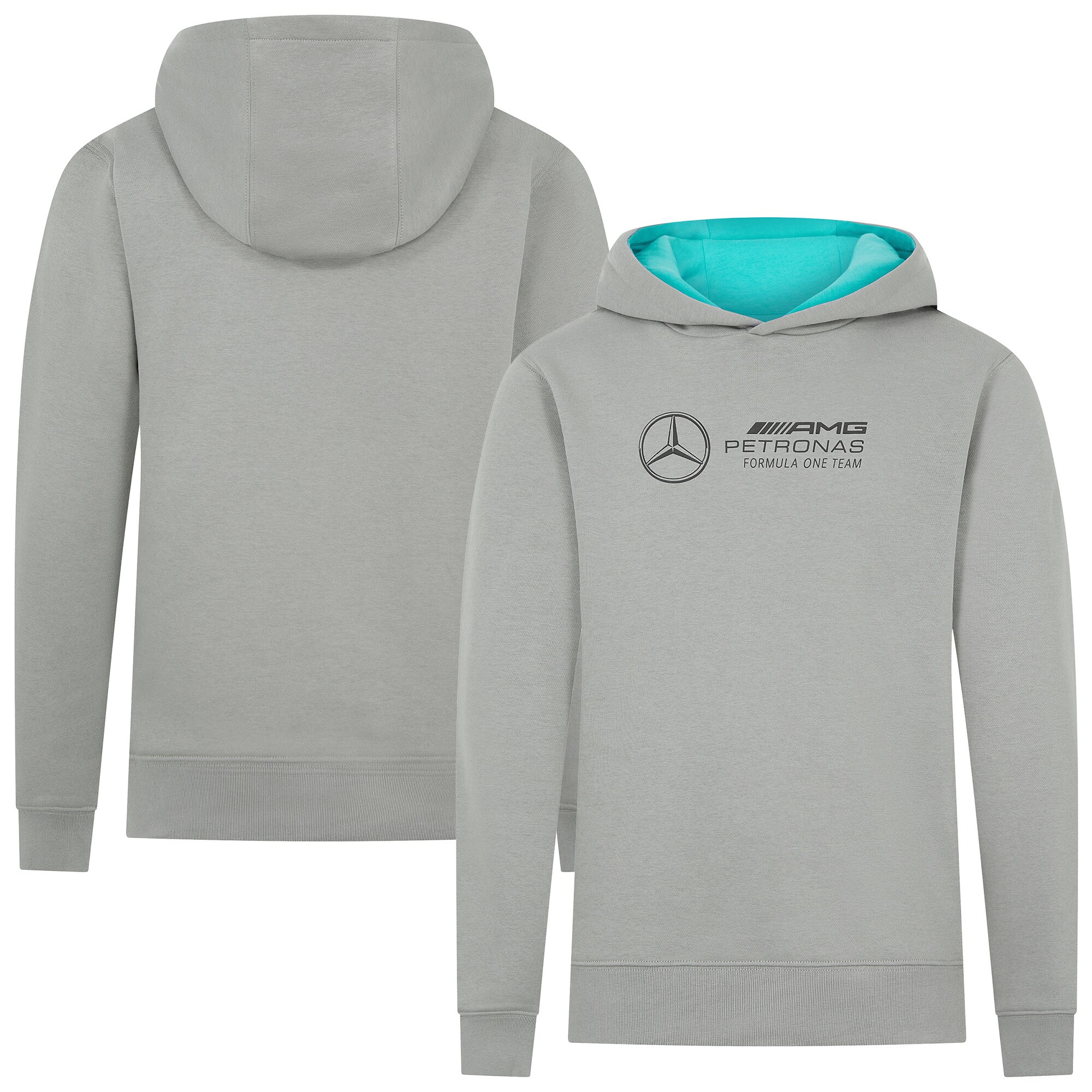 Mercedes AMG Petronas F1 Large Logo Hoodie - Grey - Kids