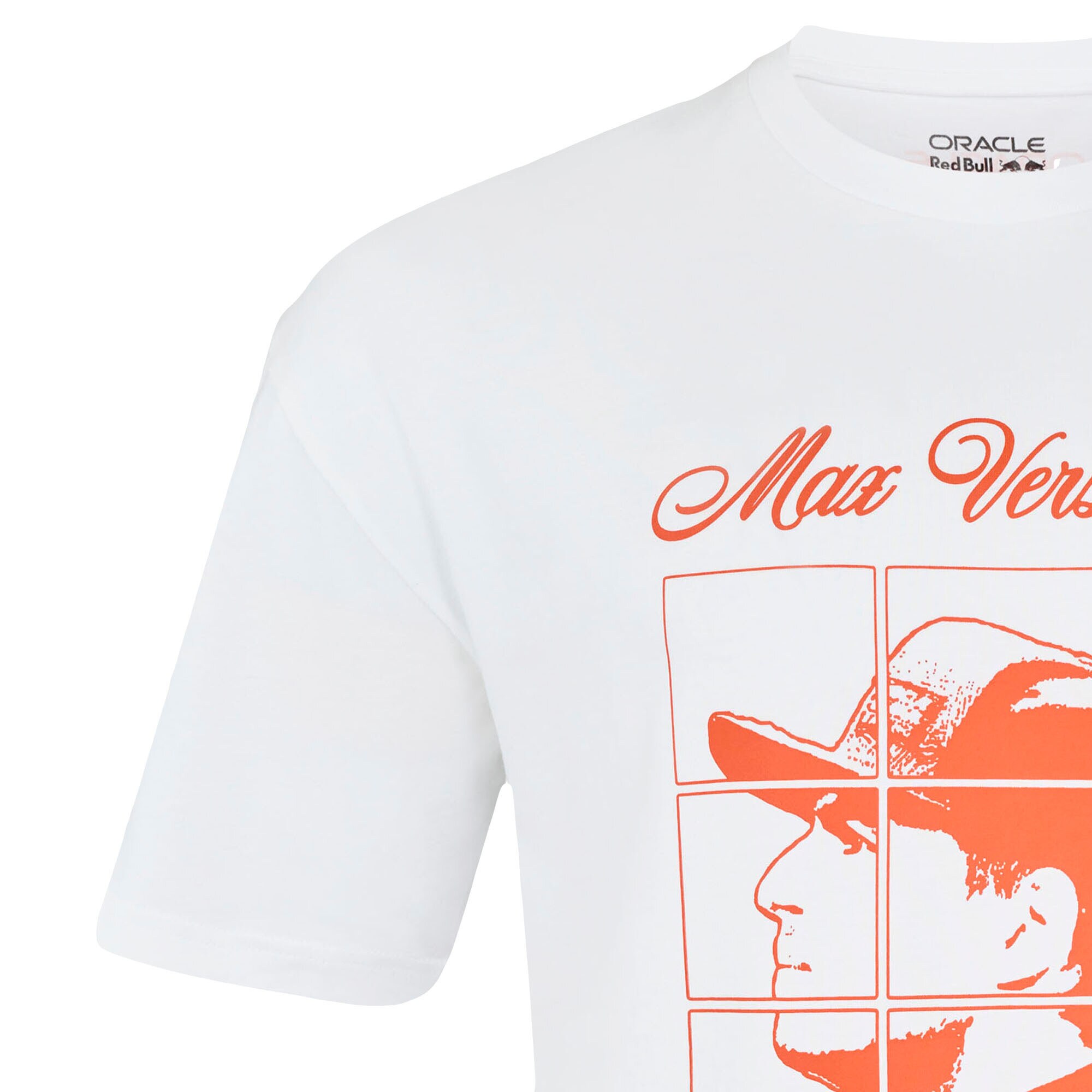 Red Bull Racing Max Verstappen Puzzle Driver T-Shirt - White - Unisex
