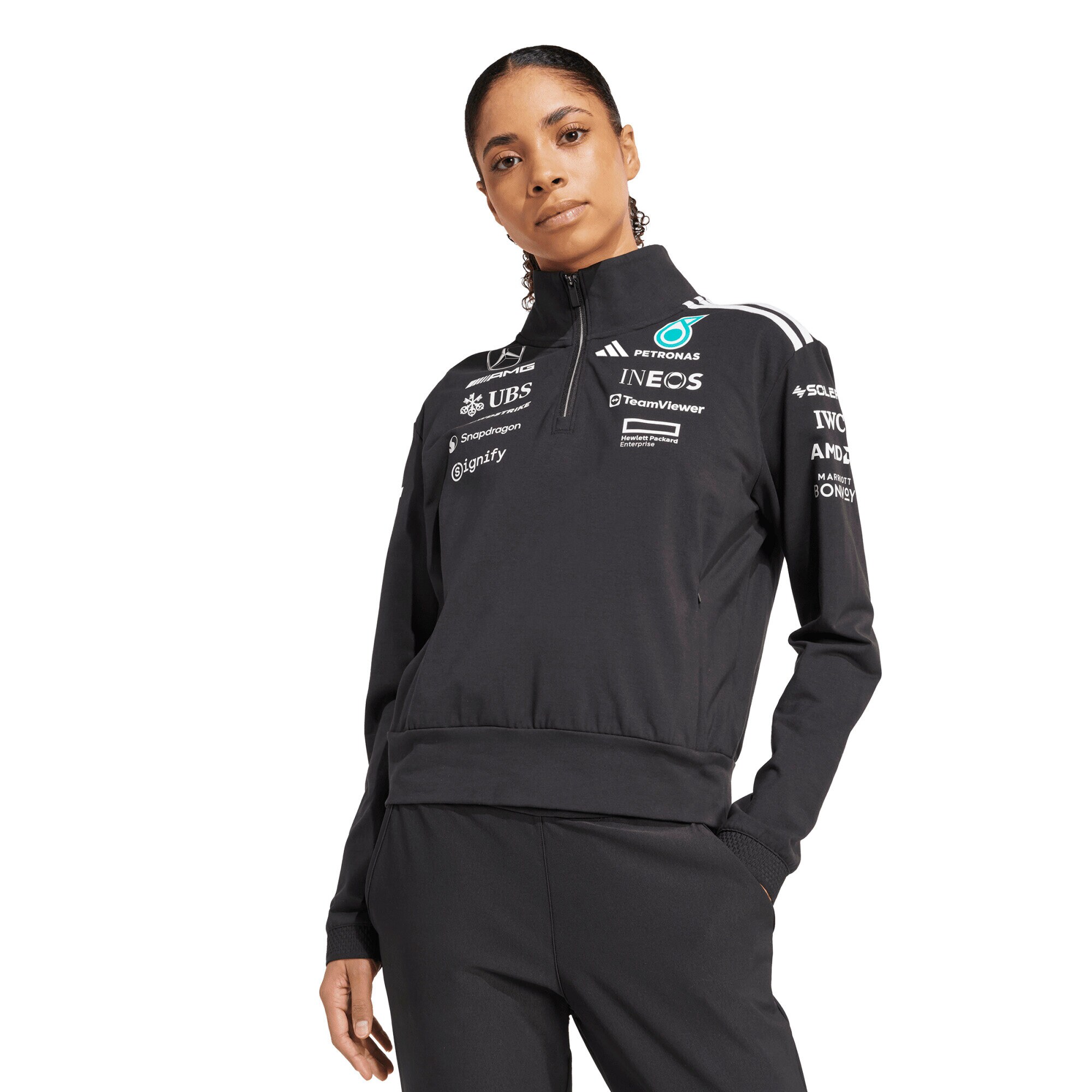 Mercedes AMG Petronas adidas F1 2025 Team 1/4 Zip - Black - Womens