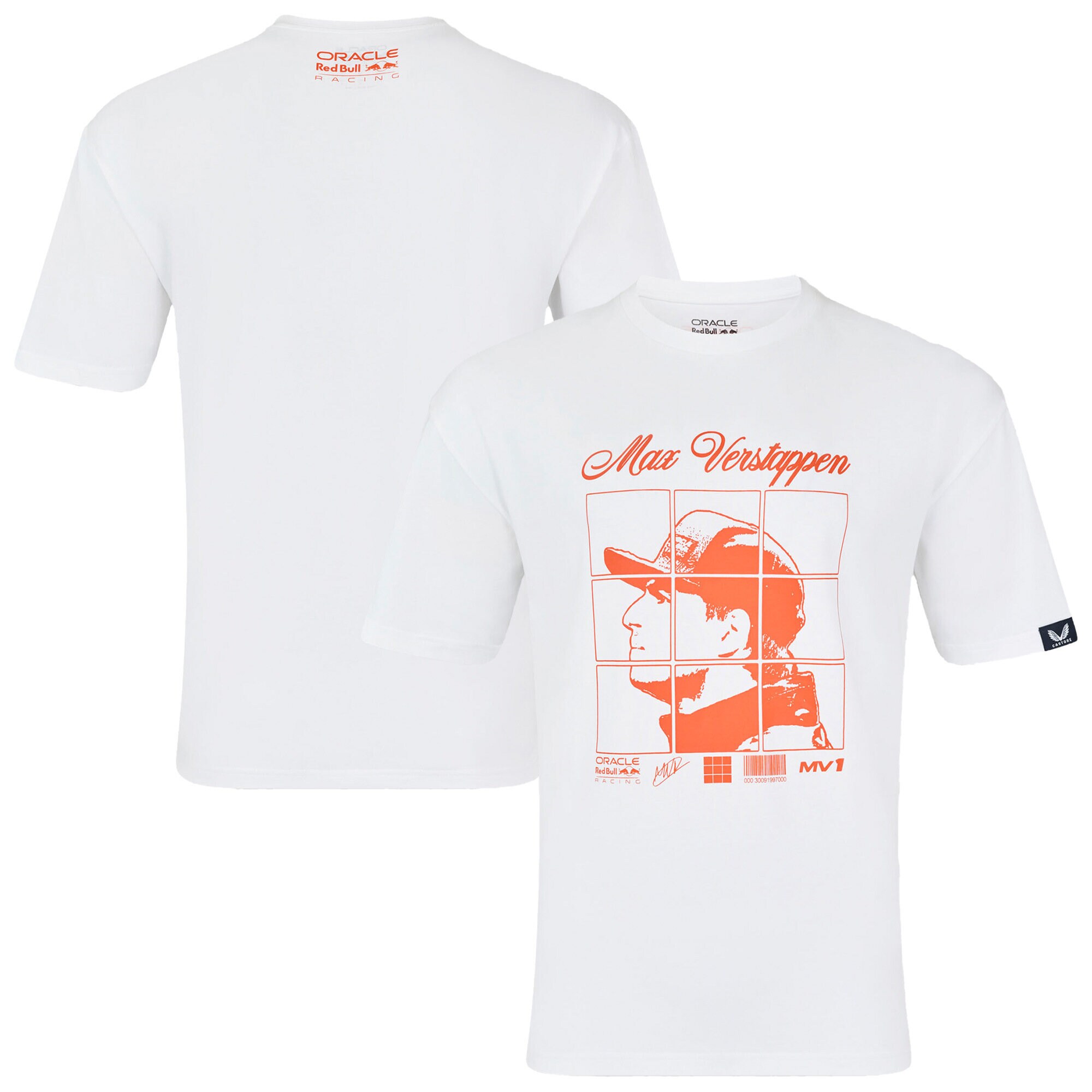 Red Bull Racing Max Verstappen Puzzle Driver T-Shirt - White - Unisex
