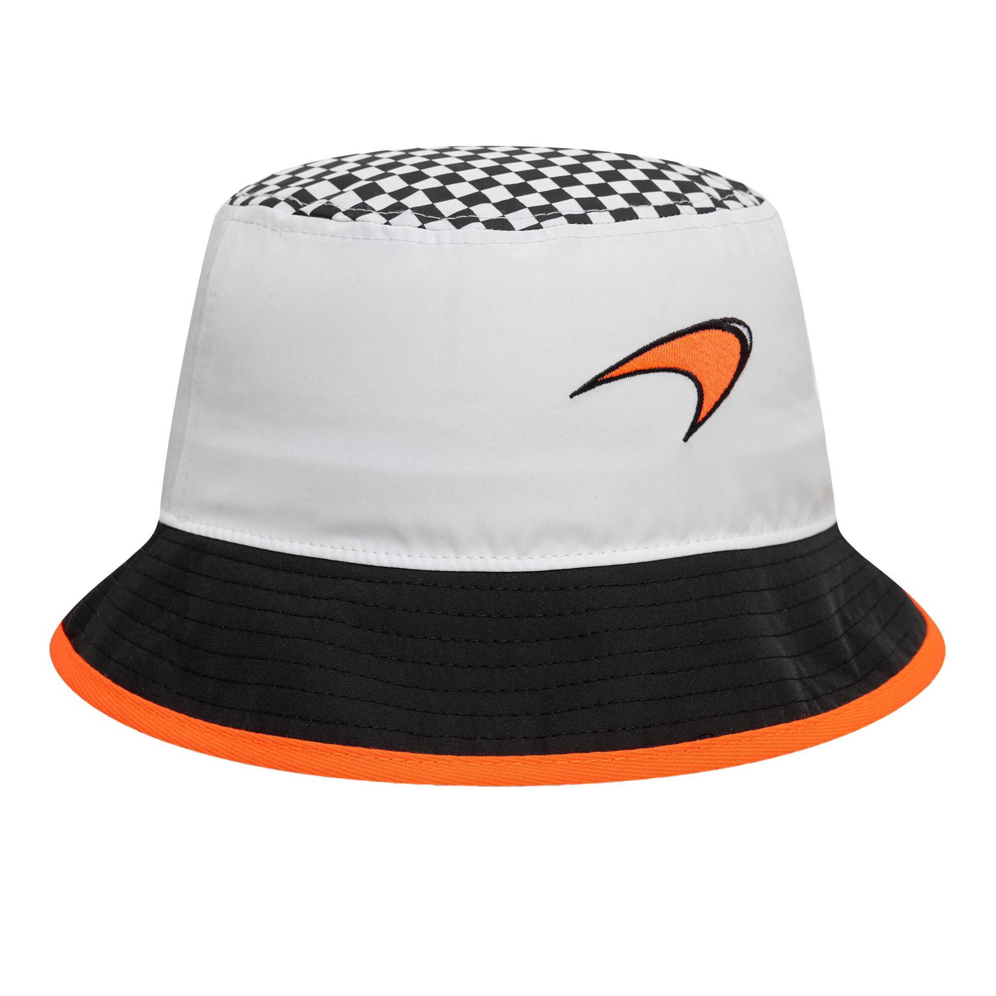 McLaren New Era Checkered Tapered Bucket Hat - White