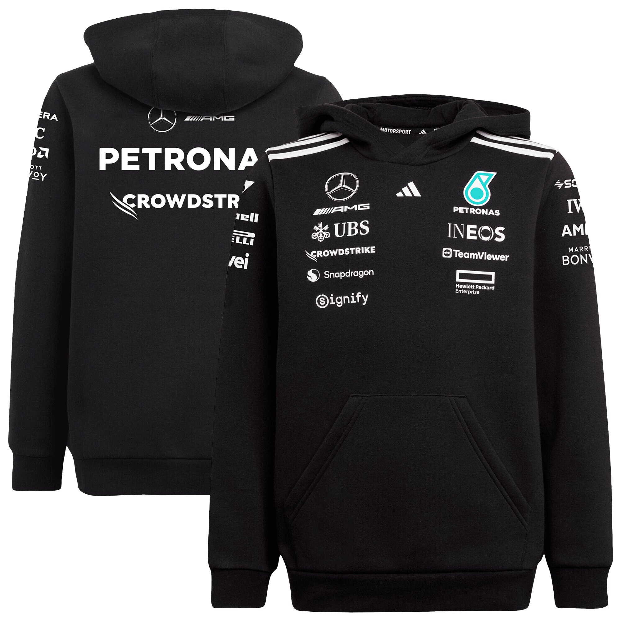 Mercedes AMG Petronas adidas F1 2025 Team Hoodie - Black - Kids