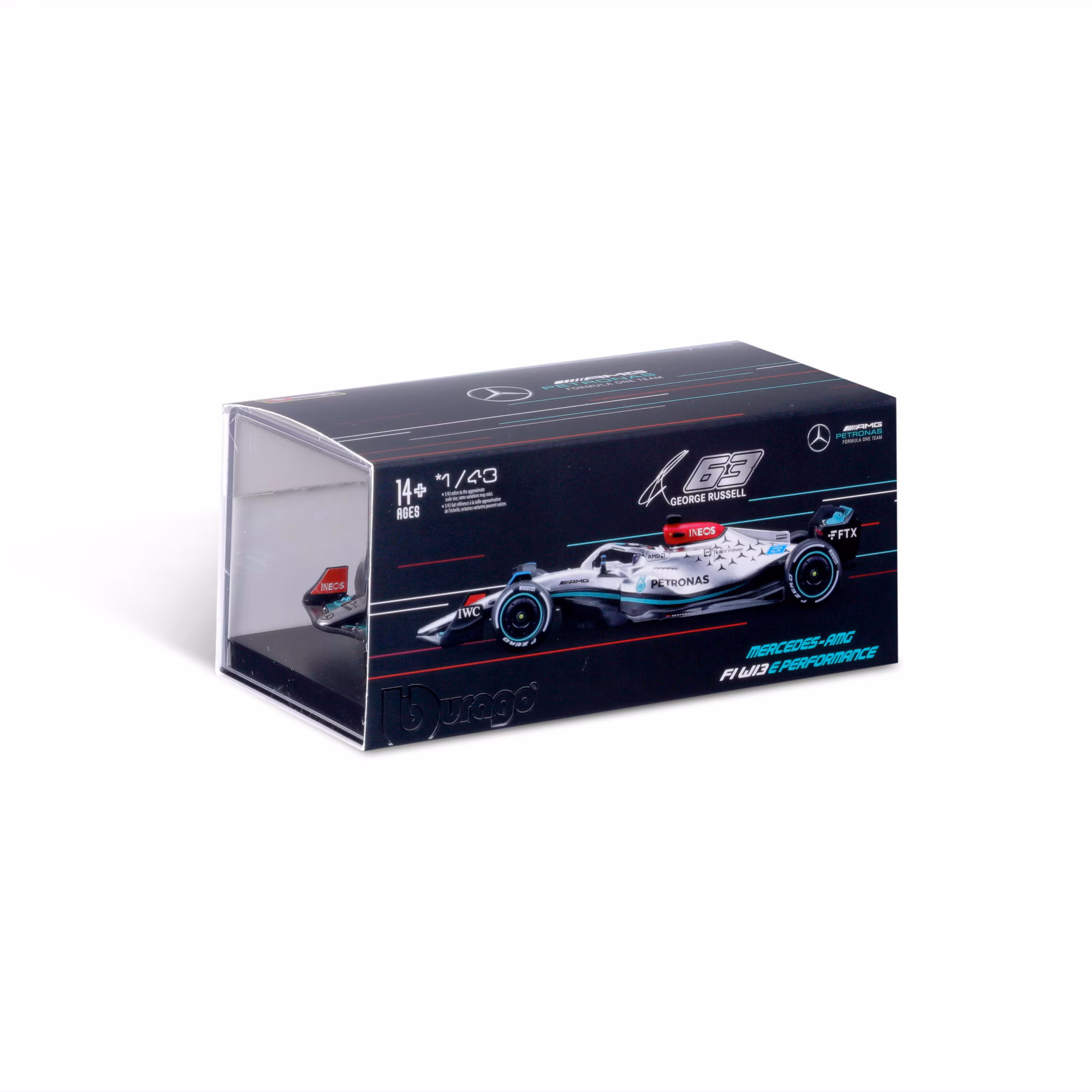 Mercedes 2022 W13 E Performance No.63 - George Russell 1:43 Model with Figure