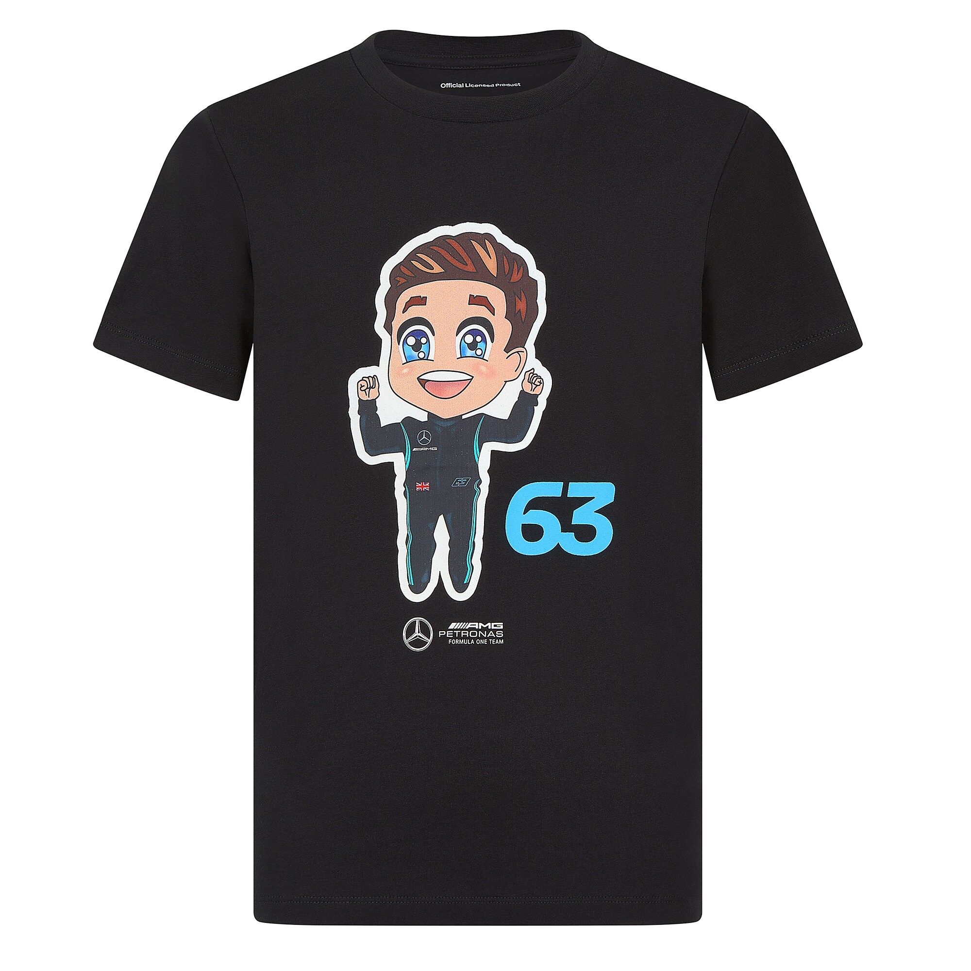 Mercedes AMG Petronas F1 George Russell 63 Caricature T-Shirt - Kids