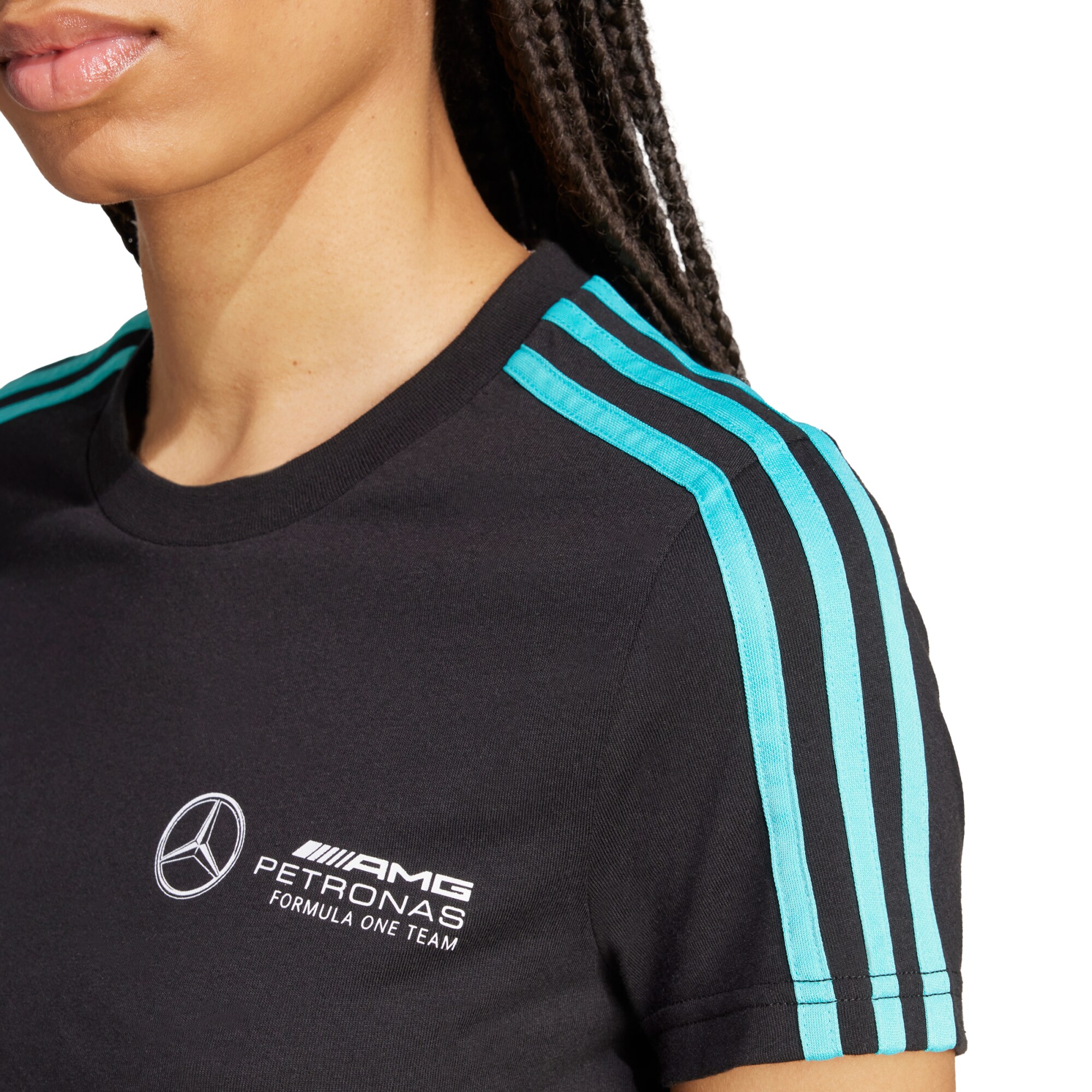 Mercedes AMG Petronas adidas F1 Logo T-Shirt - Black - Womens