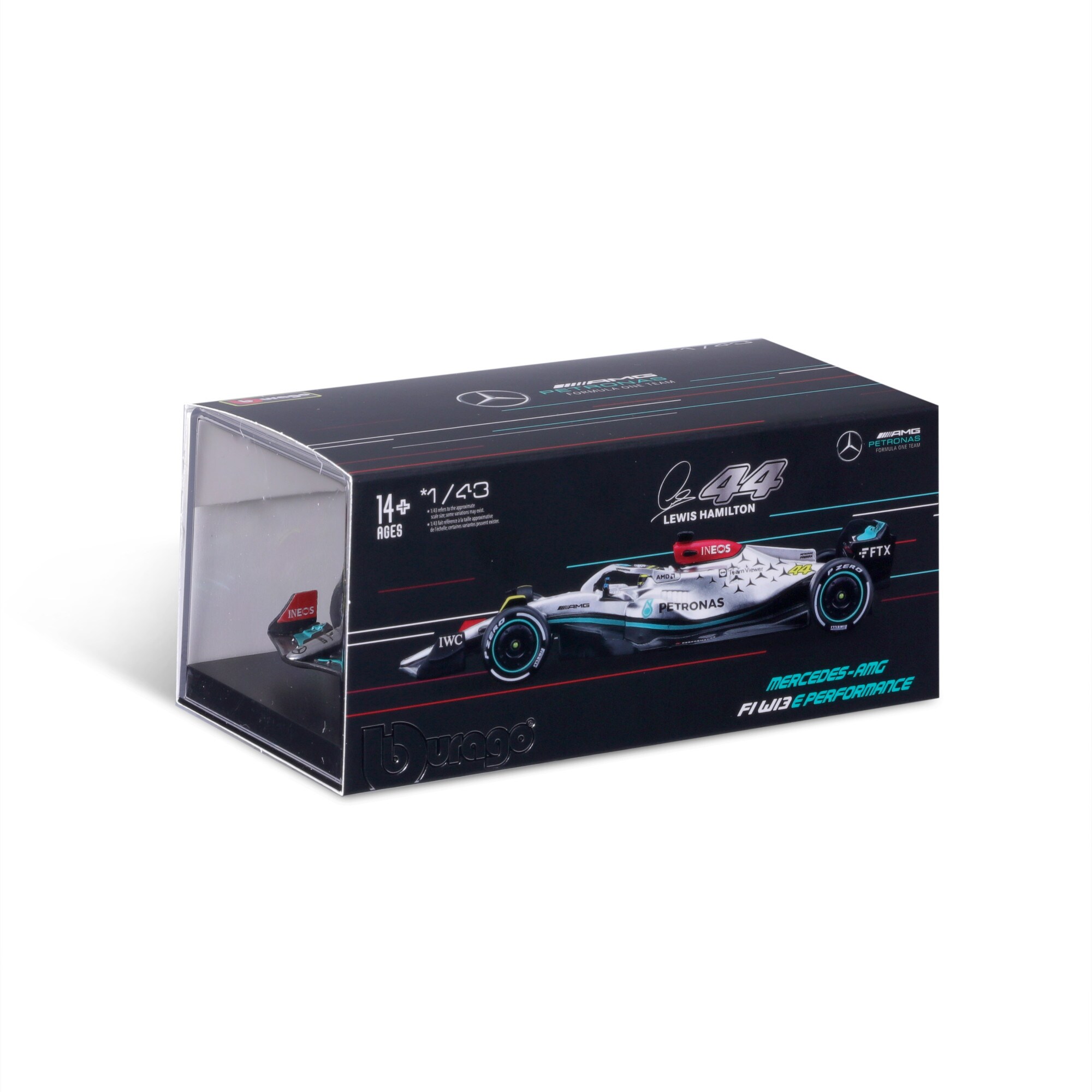 Mercedes 2022 W13 E Performance No.44 - Lewis Hamilton 1:43 Model with Figure