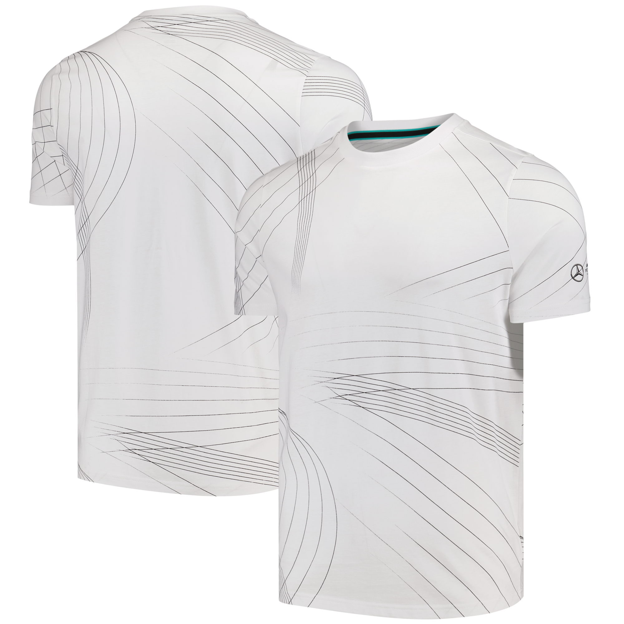 Mercedes AMG Petronas F1 All Over Print Logo T-Shirt by Puma - White