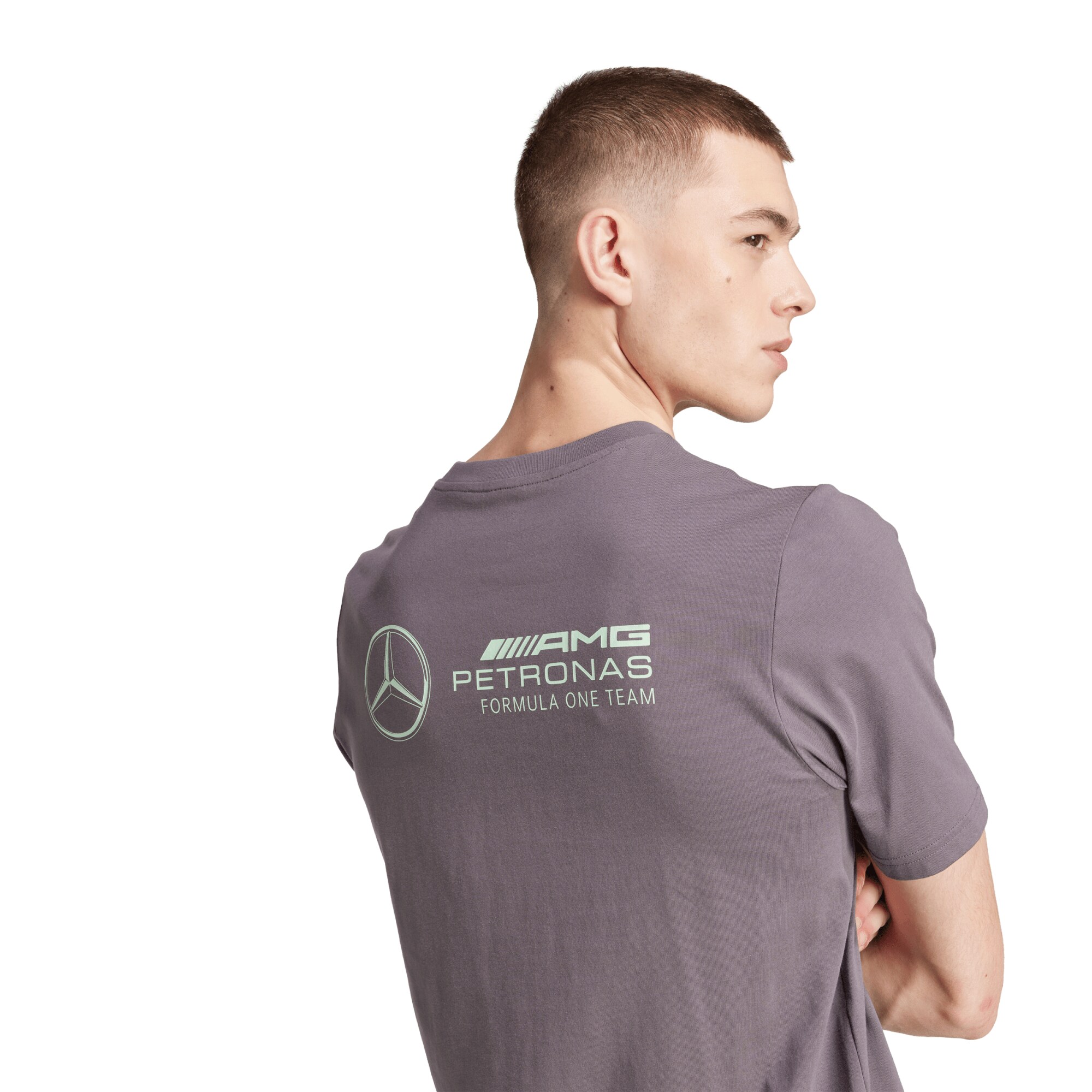 Mercedes AMG Petronas adidas F1 Premium Woven Back Logo T-Shirt - Grey