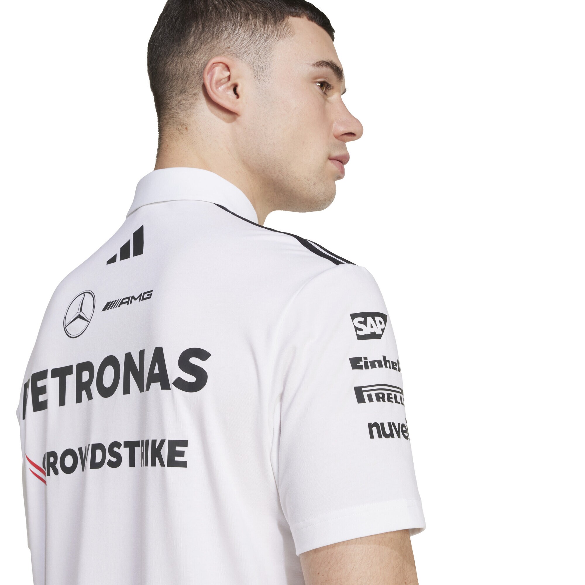 Mercedes AMG Petronas adidas F1 2025 Team Polo - White