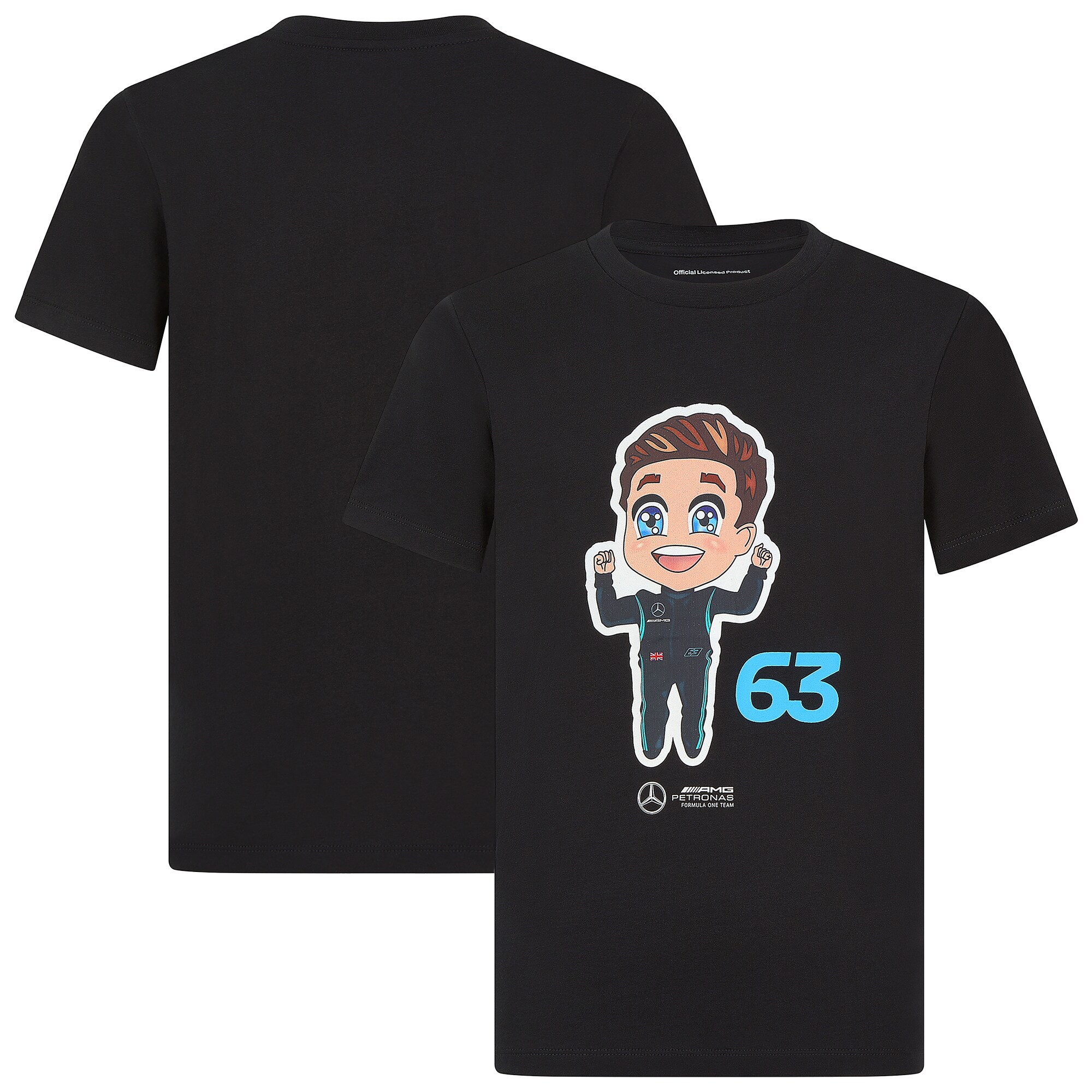 Mercedes AMG Petronas F1 George Russell 63 Caricature T-Shirt - Kids