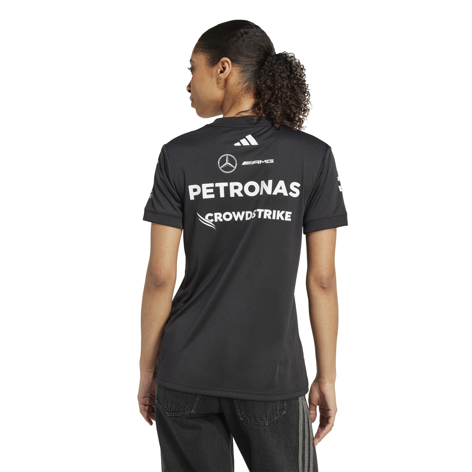 Mercedes AMG Petronas adidas F1 2025 Team Driver T-Shirt - Black - Womens