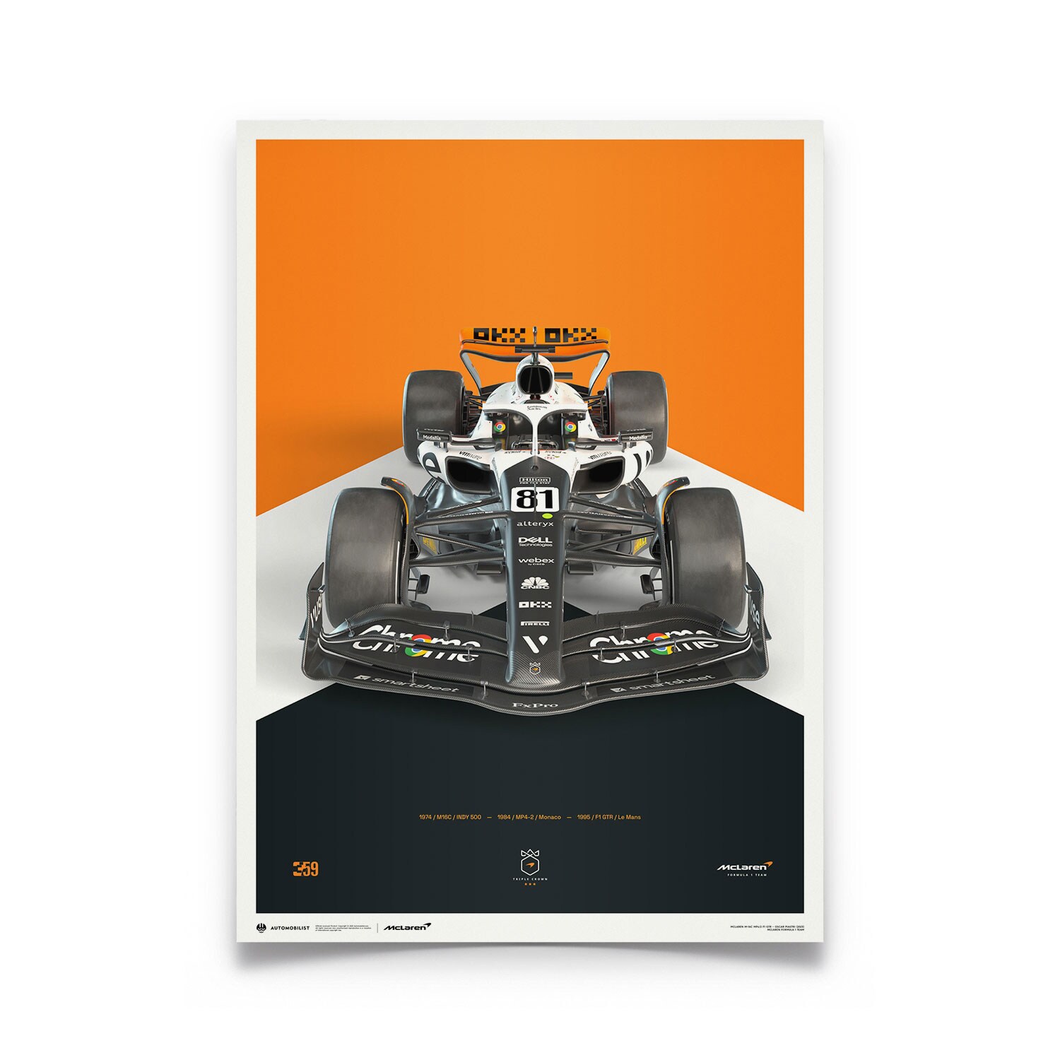 McLaren Formula 1 Team - Oscar Piastri - The Triple Crown Livery - 60th Anniversary - 2023 Poster