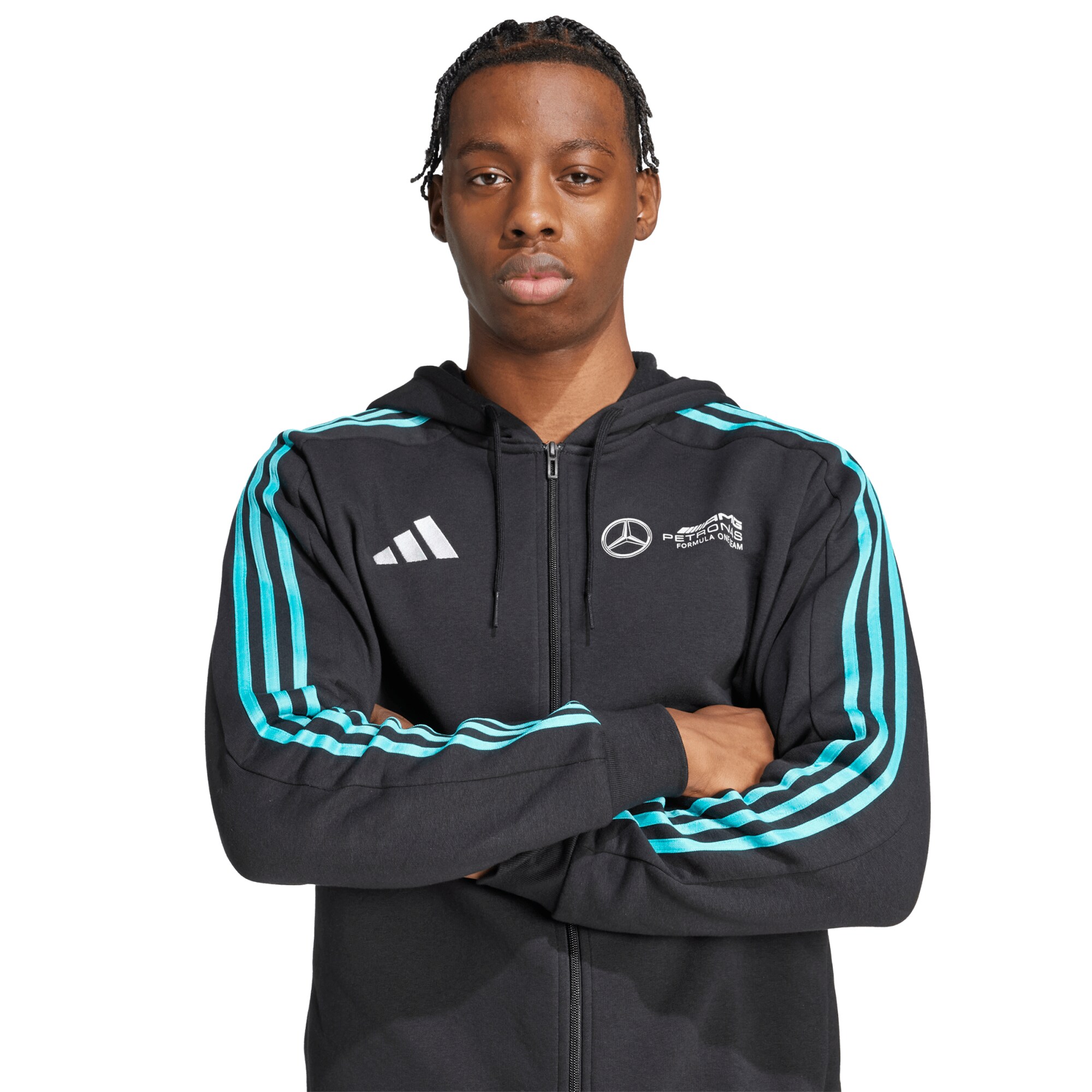 Mercedes AMG Petronas adidas F1 Logo Zip Hoodie - Black