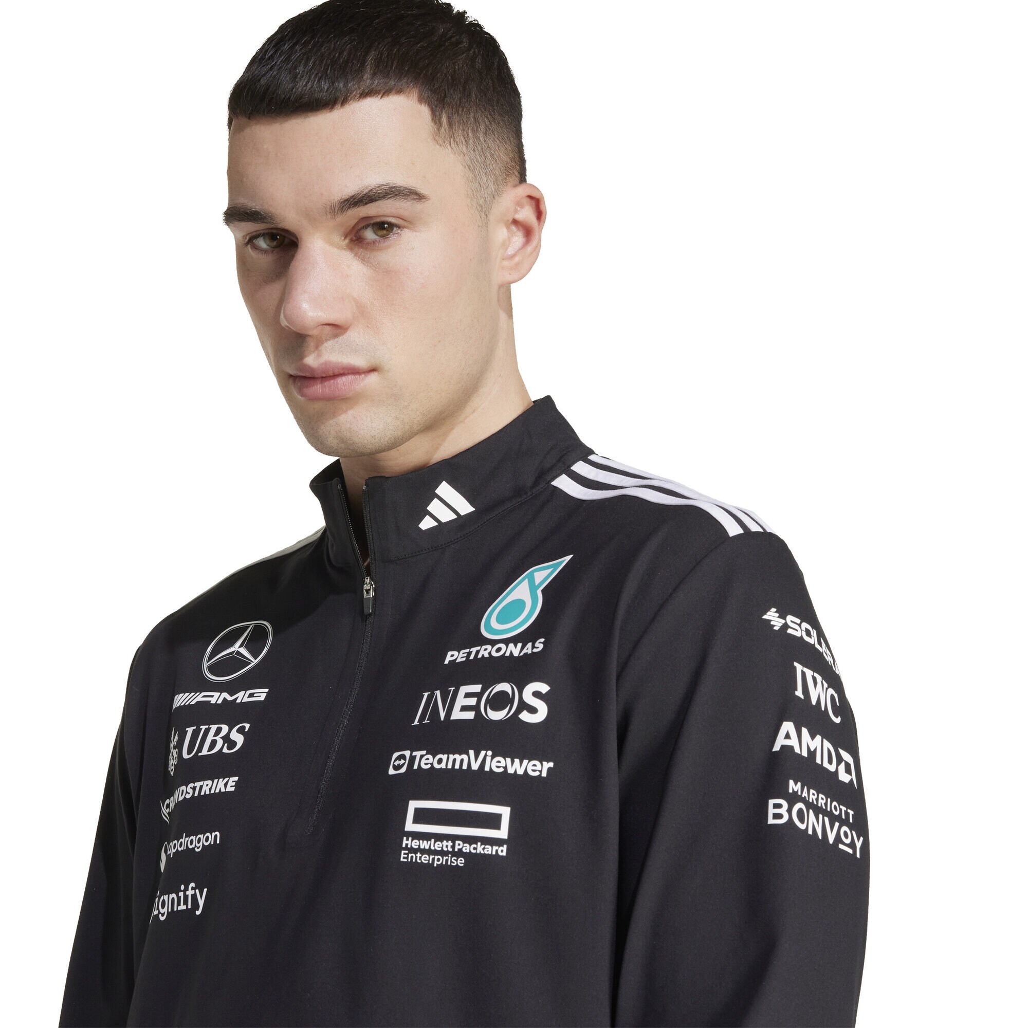 Mercedes AMG Petronas adidas F1 2025 Team 1/4 Zip Sweat - Black