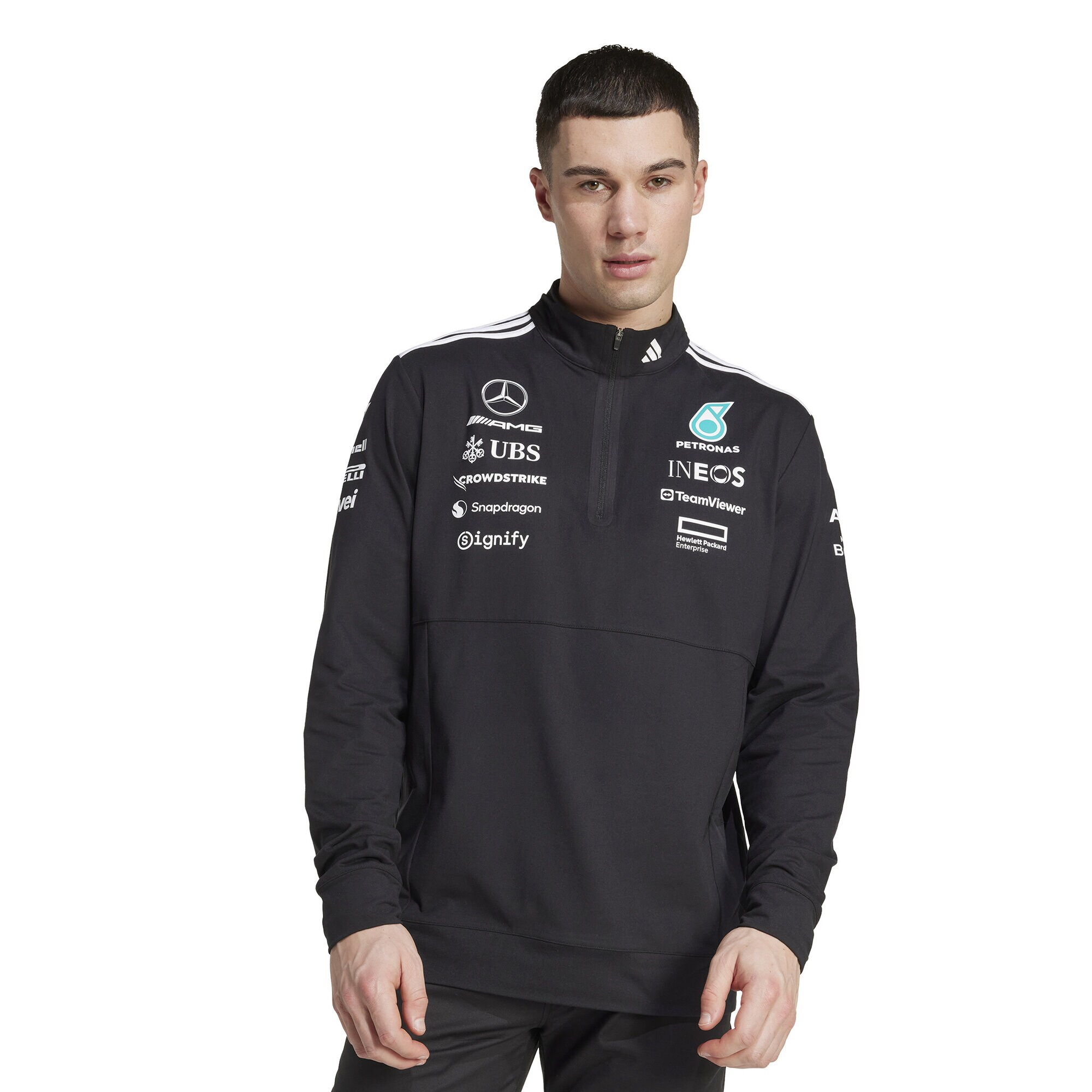 Mercedes AMG Petronas adidas F1 2025 Team 1/4 Zip Sweat - Black