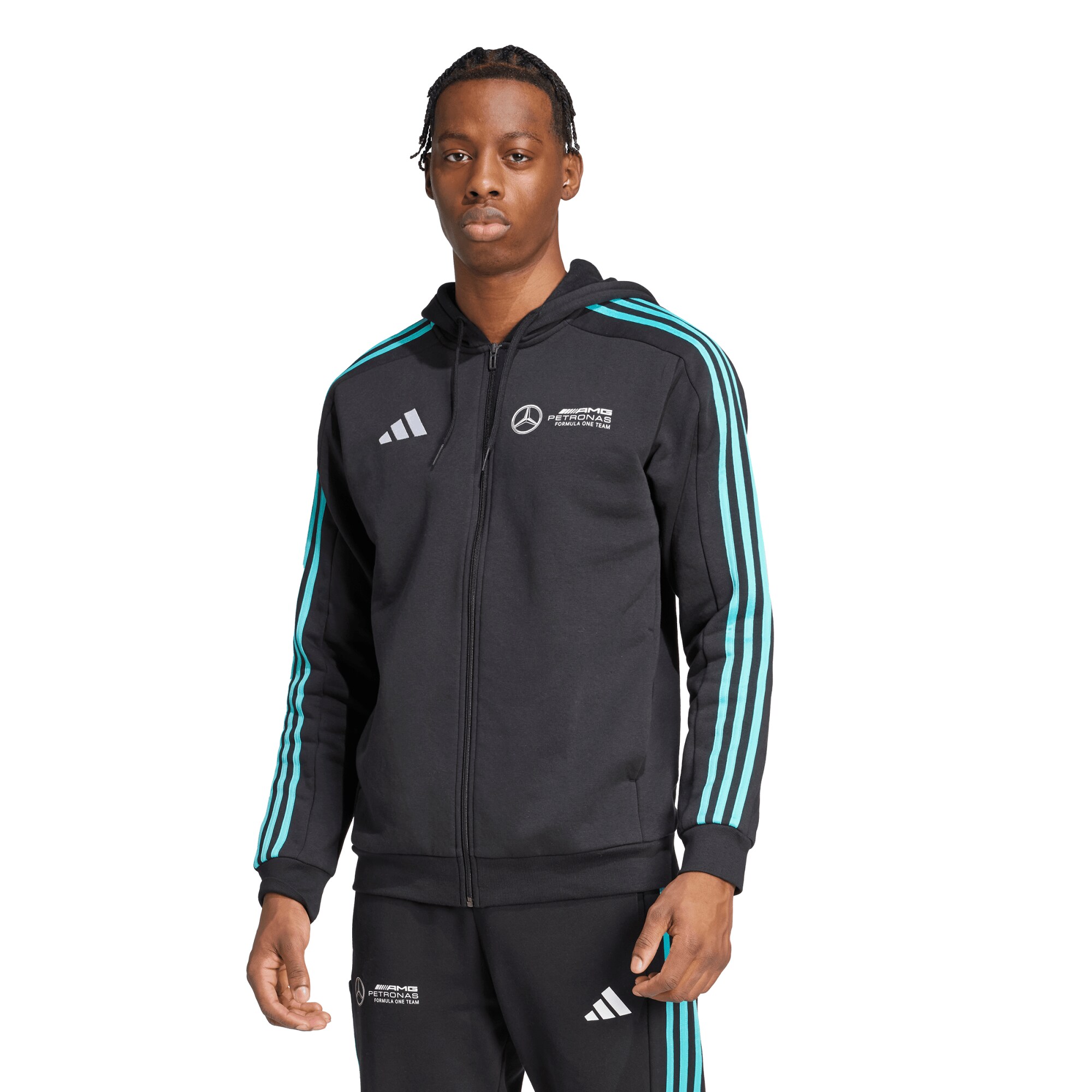 Mercedes AMG Petronas adidas F1 Logo Zip Hoodie - Black
