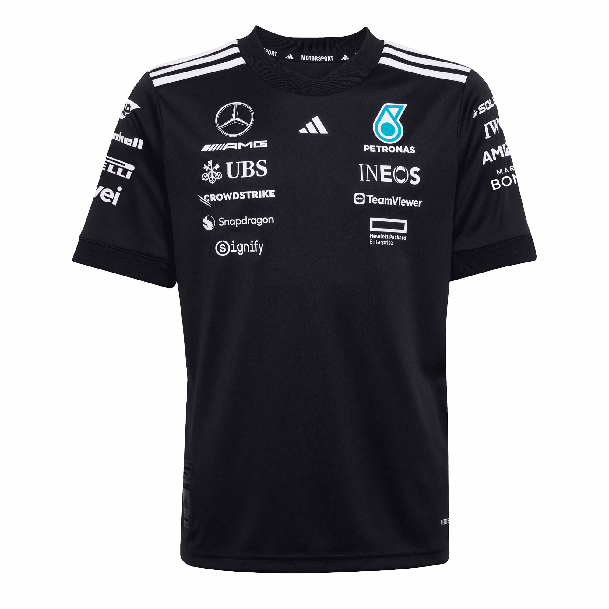 Mercedes AMG Petronas adidas F1 2025 Team Driver T-Shirt - Black - Kids