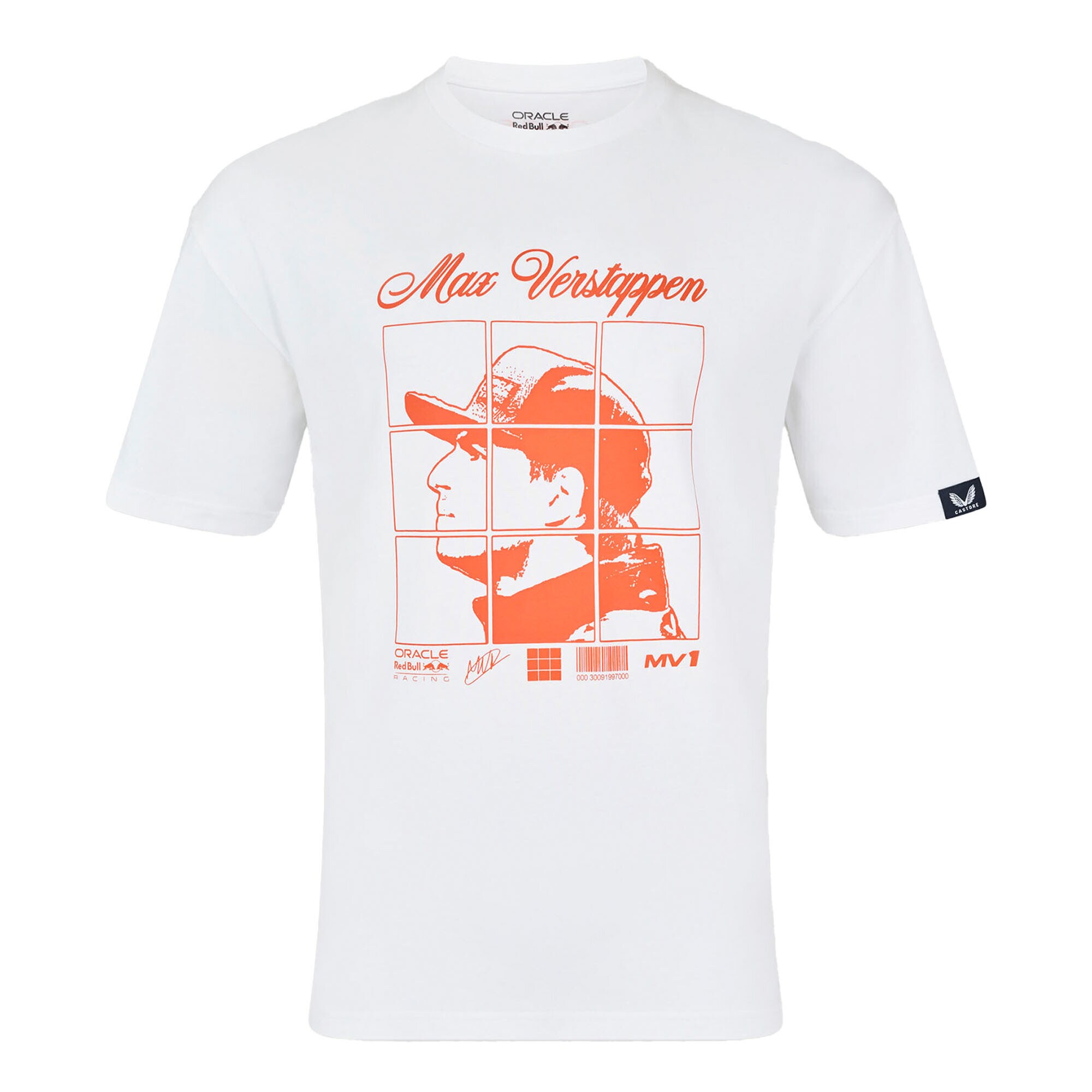 Red Bull Racing Max Verstappen Puzzle Driver T-Shirt - White - Unisex