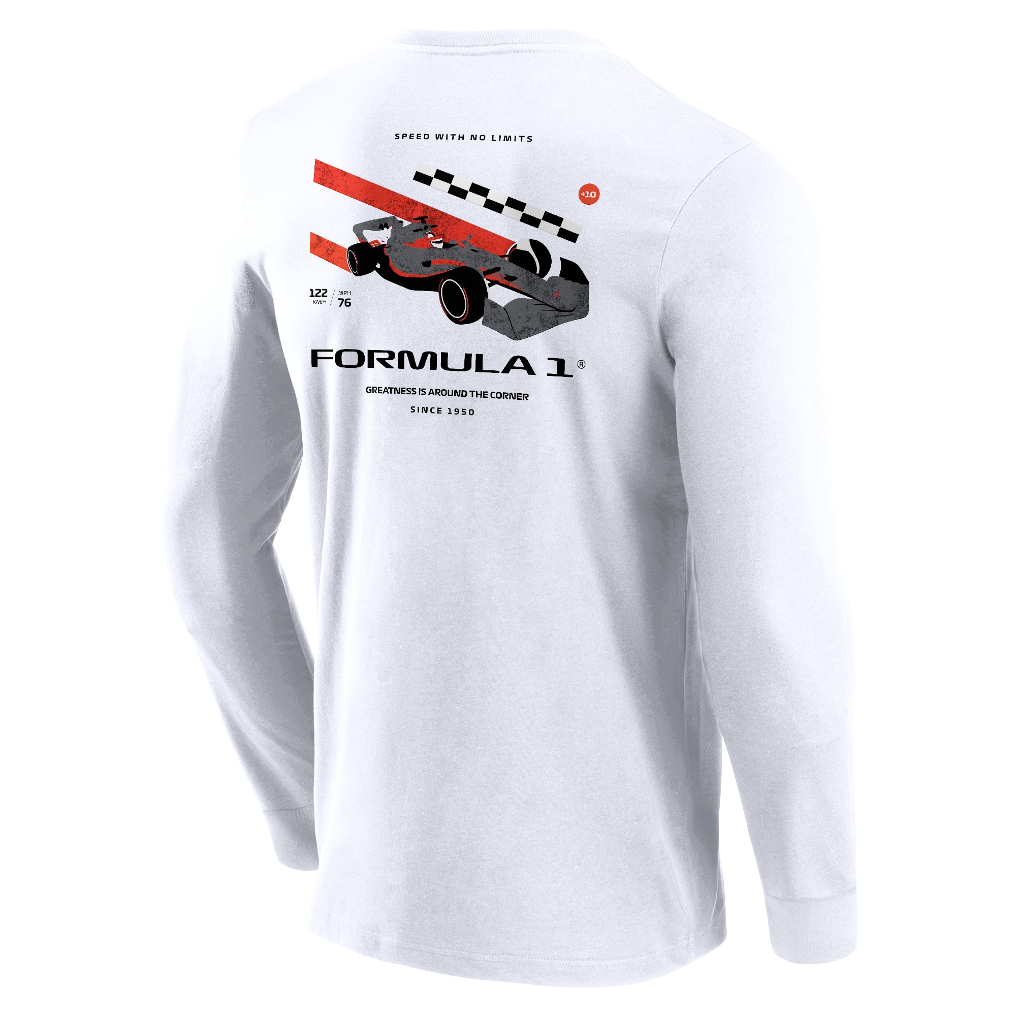 Formula 1 Distressed Car Graphic Long Sleeve T-Shirt