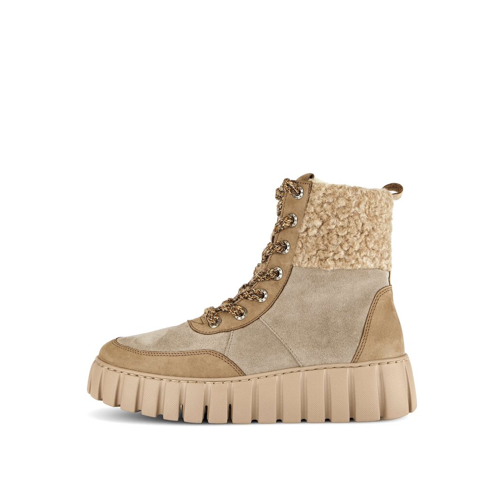 Enkellaarsjes op plateau beige