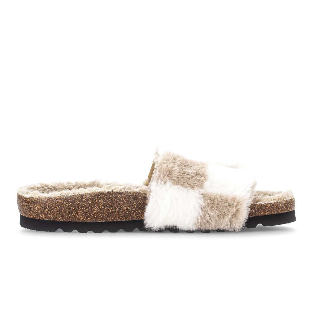 Pluche pantoffel beige