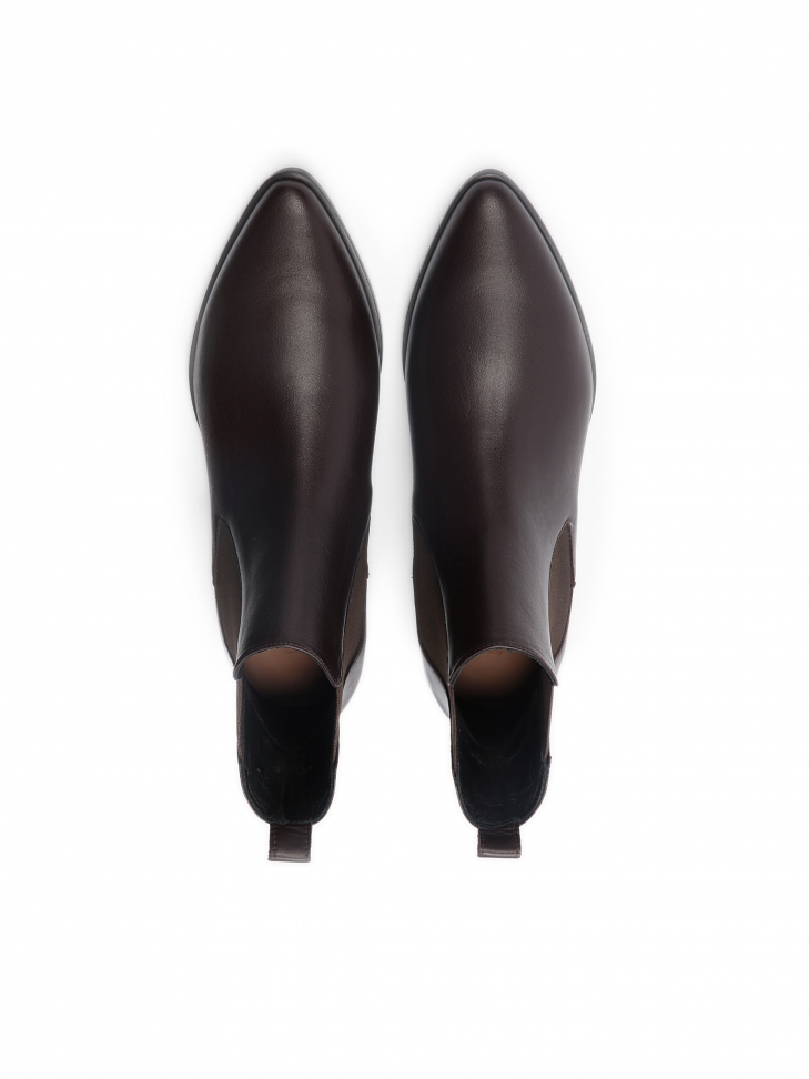 Ciemnobrązowe skórzane sztyblety damskie