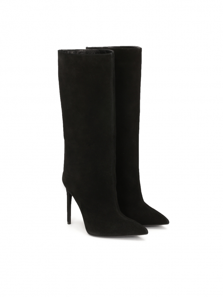 Kozaki ze wsuwaną cholewką z zamszu