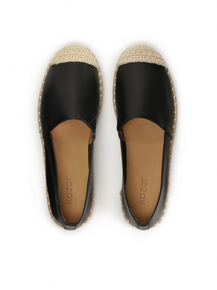 Skórzane czarne espadryle