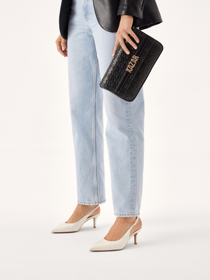 Eleganckie czółenka na niskim obcasie z kolekcji ślubnej