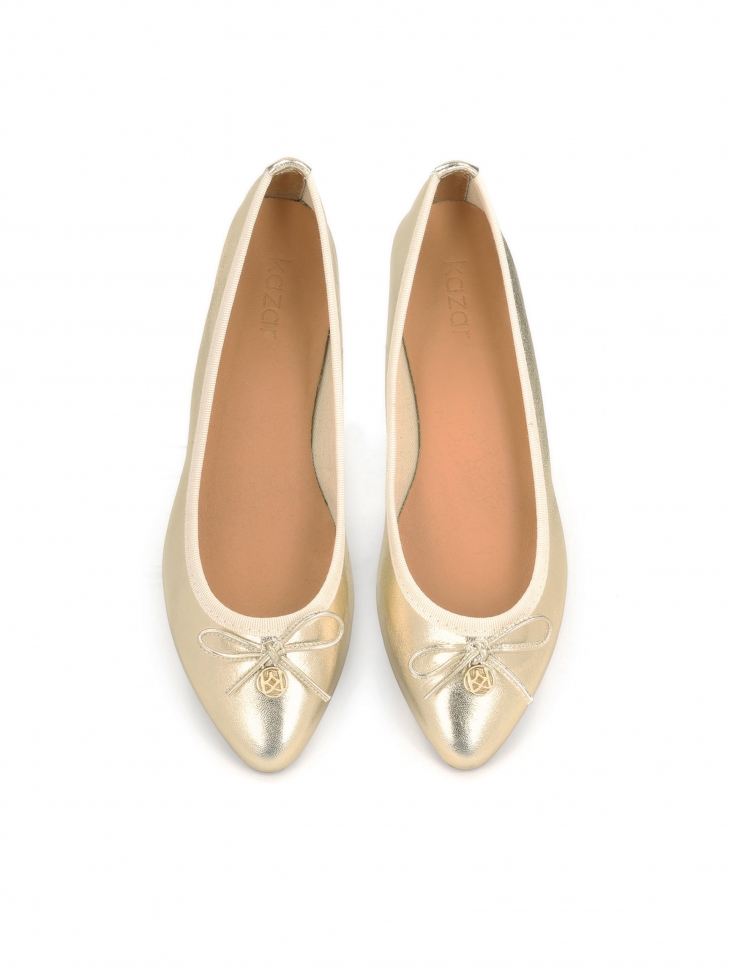 Złote baleriny damskie