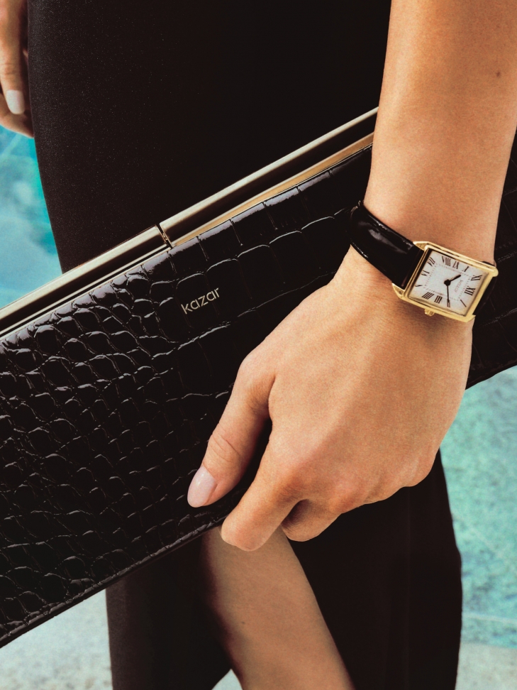 Podłużna okazjonalana torebka ze skóry we wzór croco