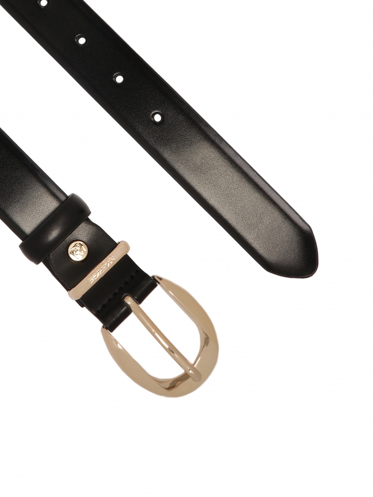 Gładki czarny pasek z minimalistyczną klamrą