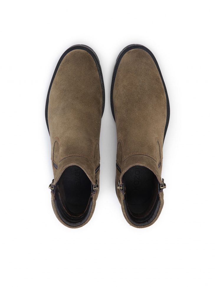 Zamszowe trzewiki męskie z suwakami