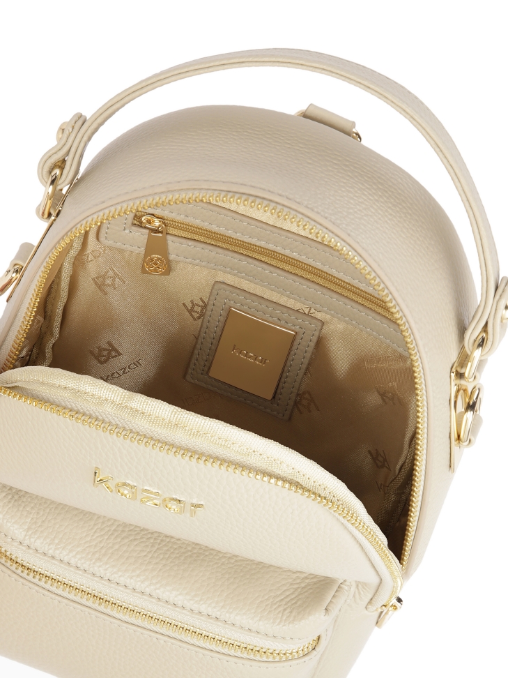 Jasnoszary skórzany torebko-plecak