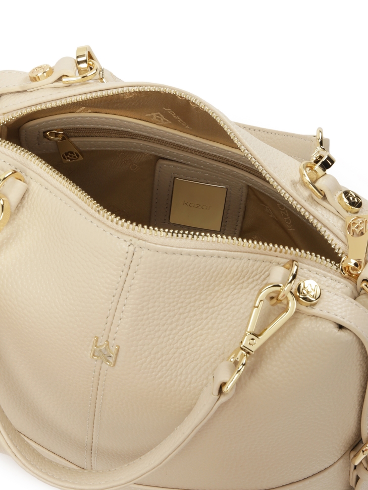 Skórzana jasna torebka z odpinanymi rączkami