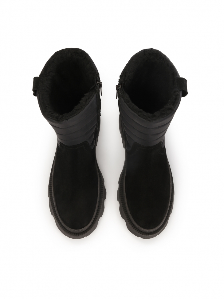 Czarne śniegowce męskie z łączonych materiałów