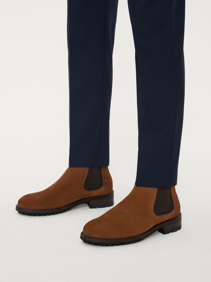 Brązowe sztyblety męskie na warstwowej podeszwie z bieżnikiem