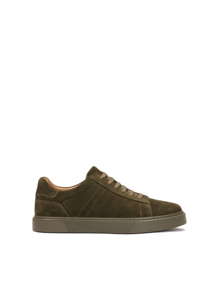 Zamszowe sneakersy w kolorze khaki