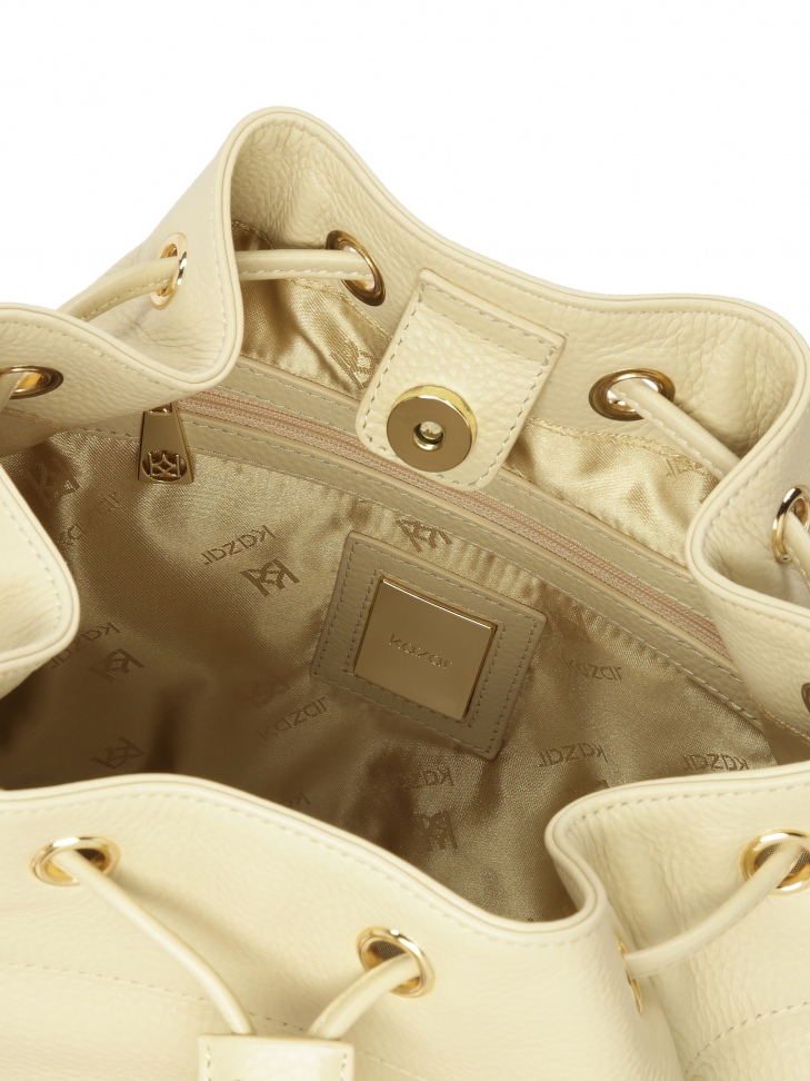 Kremowa torebka worek z dwoma paskami