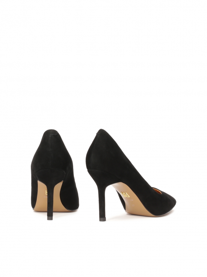 Czarne zamszowe czółenka minimal