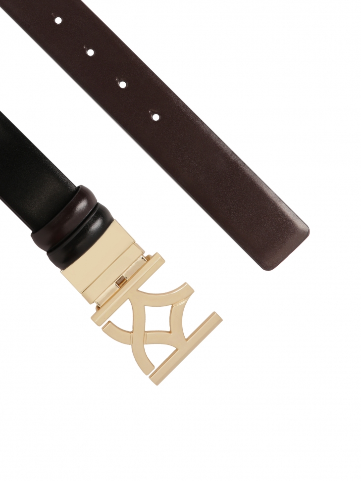 Czarno-brązowy dwustronny pasek ze skóry