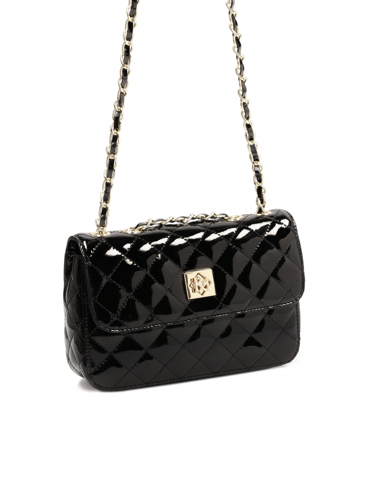 Lakierowana klasyczna torebka z łańcuchem