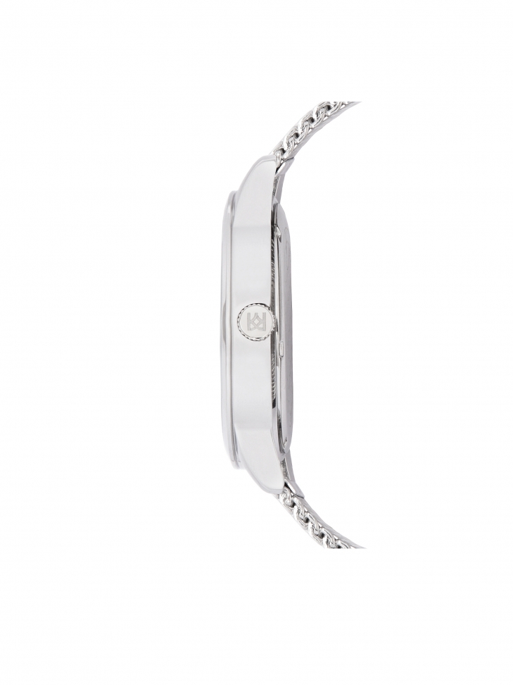 Zegarek męski z bransoletą mesh w srebrnym kolorze