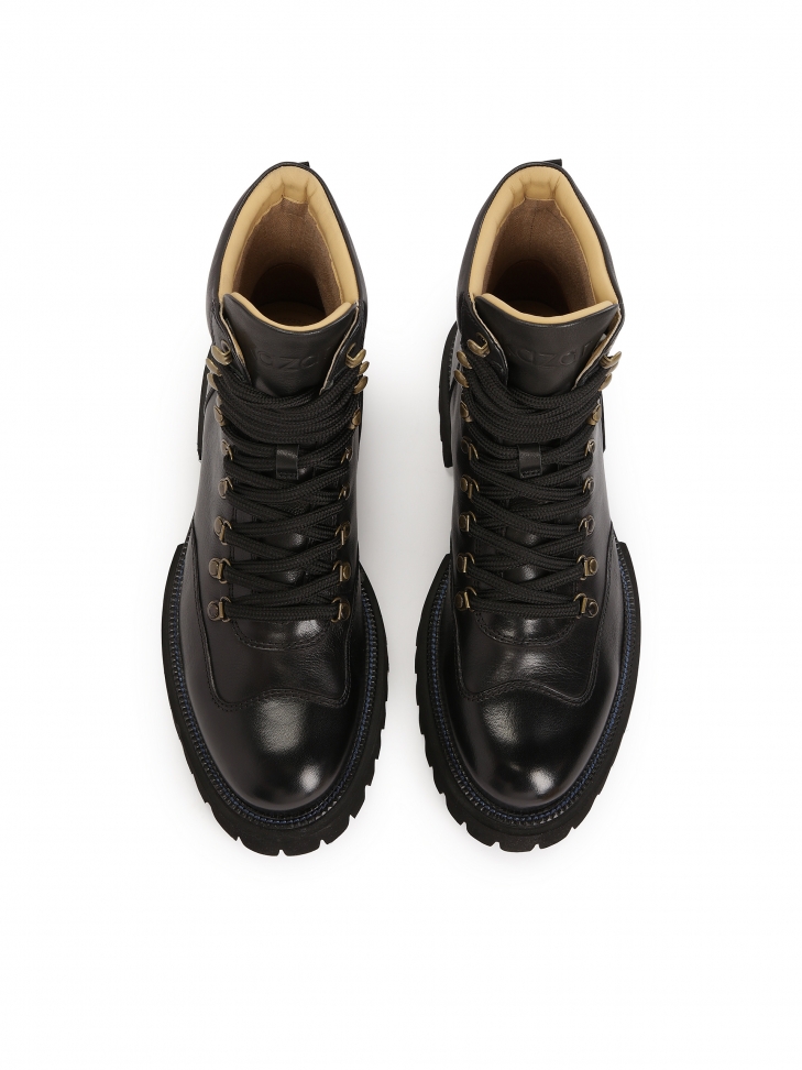 Uniwersalne czarne trzewiki męskie na trepowej podeszwie