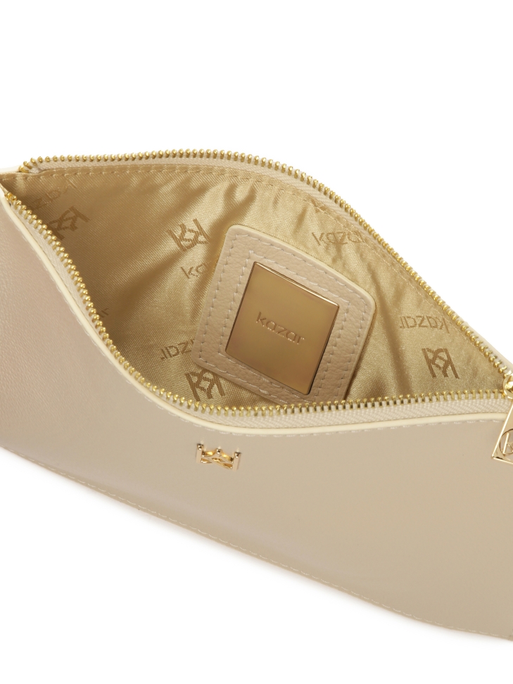 Kremowa torebka z usztywnianym dnem i dwoma paskami