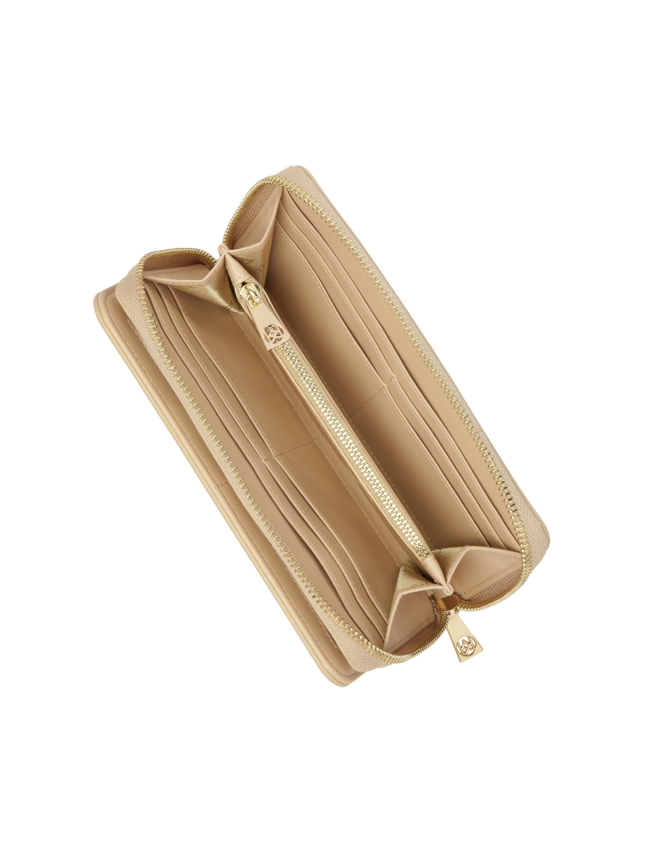 Beżowy minimalistyczny portfel skórzany