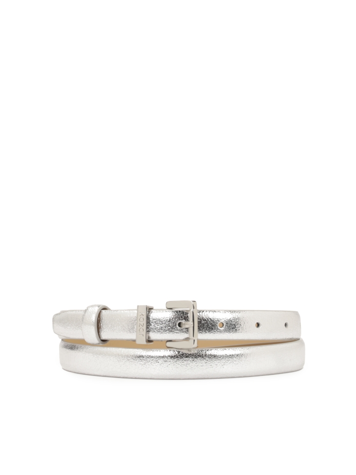 Wąski srebrny pasek ze skóry