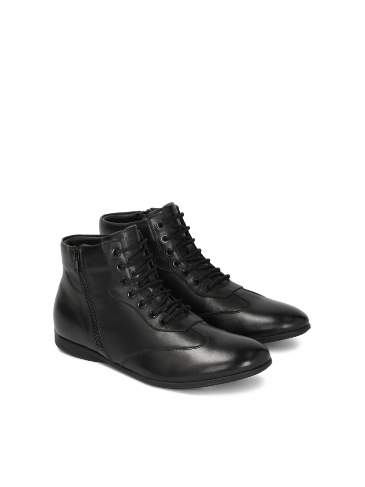 Komfortowe skórzane trzewiki męskie ozdobione suwakiem